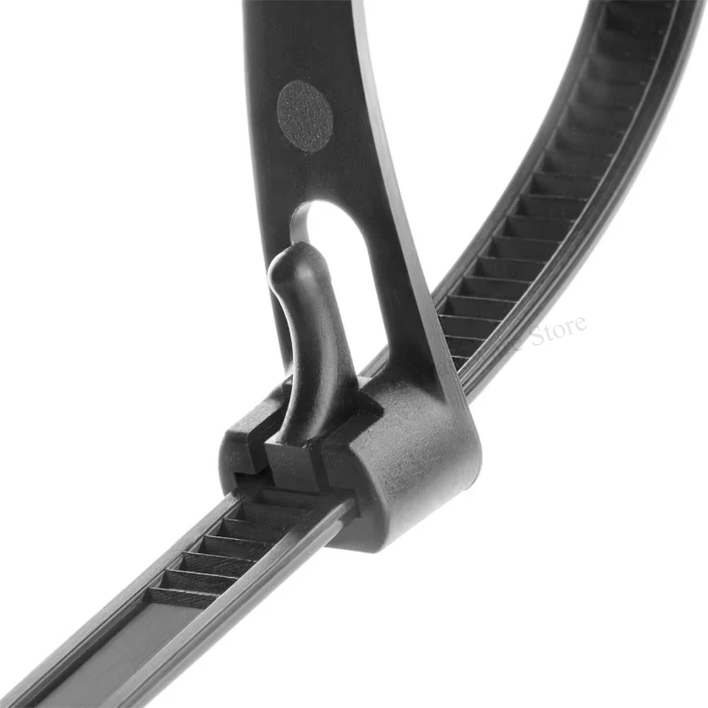 30PCS Detachable Nylon Strap White 5mm 8mm Reusable Plastic Self-locking Strap Retractable Zipper Fixed Strap Black 5*200