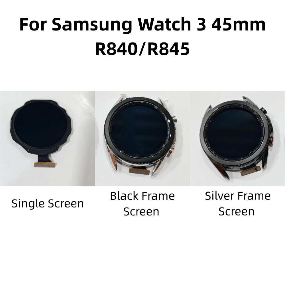 

Screen/Screen with Frame for Samsung Watch3 45mm R840/R845 Replacement Accessory Watch Parts Silver/Black Frame Screen