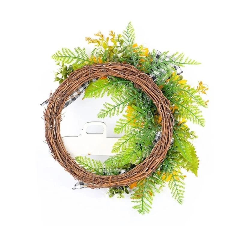 Sunflowers Wreath with Truck for Front Door, Artificial Spring Wreath for Farmhouse Outdoor Garden Wedding Decorations 15UB