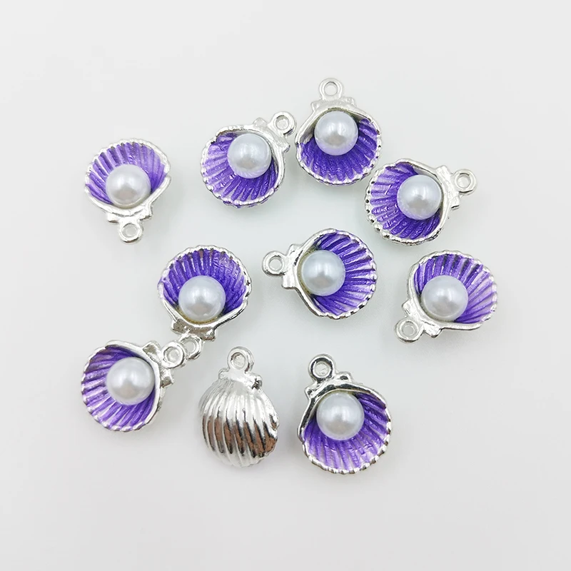 4/8PCS Pearl Shell Pendant Necklace Jewelry Alloy Scallop Imitation Pearl DIY Make Women's Earrings Bracelet Gift Accessories