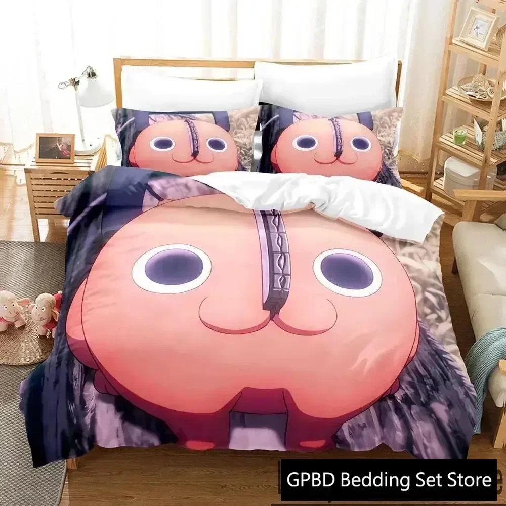 

Luxury New 3D Print Anime Pochita Chainsaw Man Bedding Set Boys Girls Twin Queen King Size Duvet Cover boys Adult Home