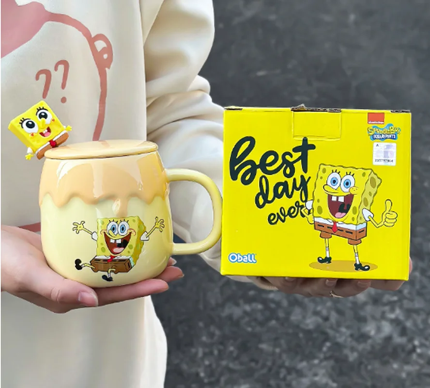 Cute Cartoon SpongeBob Mugs SquarePants Patrick Star Coffee Tea Milk Mugs Cups 400ML Creative Office Water Cup Anime Girls Gifts