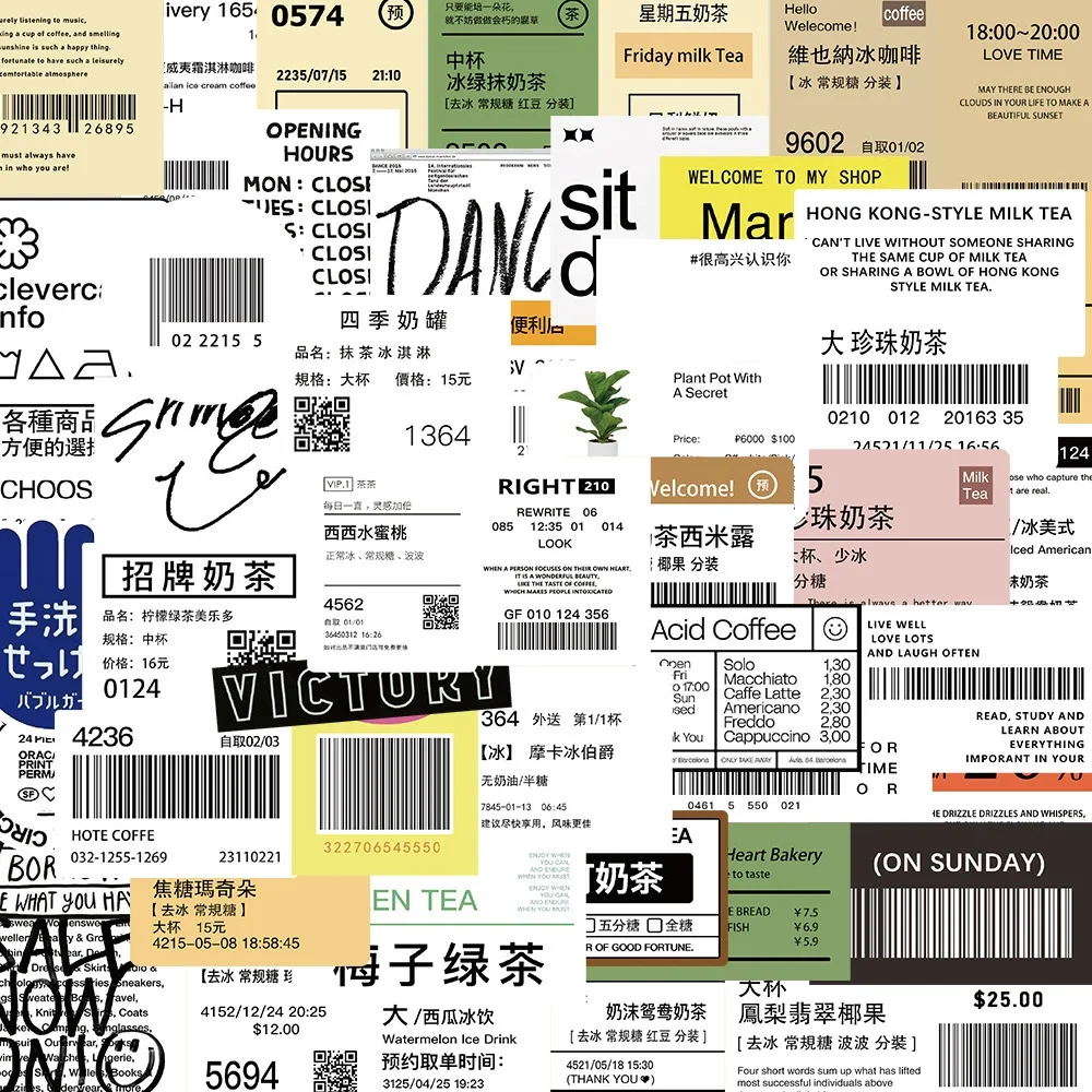 10/30/50pcs Funny Milk Tea Coffee Drink Label Stickers Decals DIY Luggage Guitar Phone Helmet Waterproof Decoration Sticker Toys