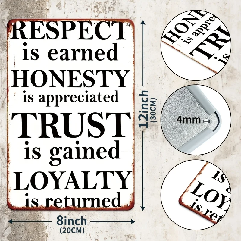 4pcs Vintage Life Attitude Metal Signs Set, Sometimes I Talk To Myself& Respect Is Earned Wall Decor For Home Office Bedroom