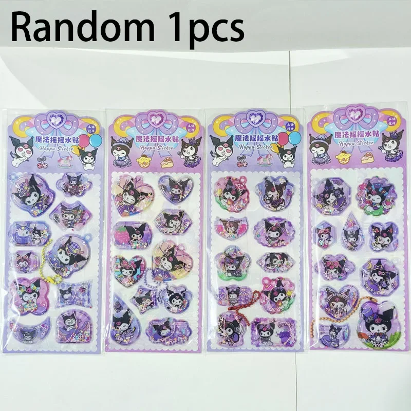 Shake Sticker Kawaii 3D Sanrio School Student Cancelleria Black Beauty My Melody Pin Sticker Notebook Diario Manuale Decorazione