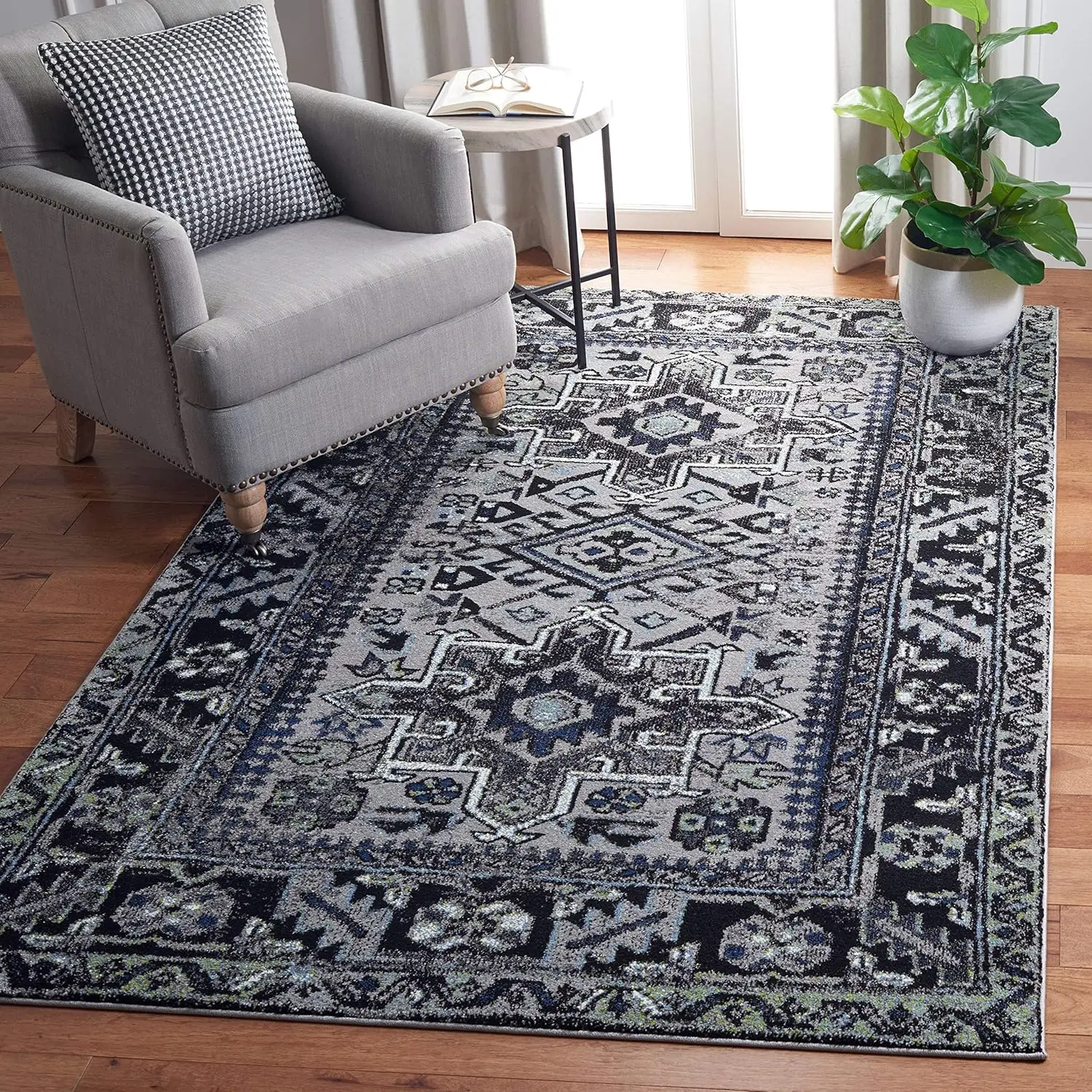 

9' x 12', Light Grey & Dark Grey, Traditional Oriental Design, bedroom decor navidad decoraciones para el hogar alfombra