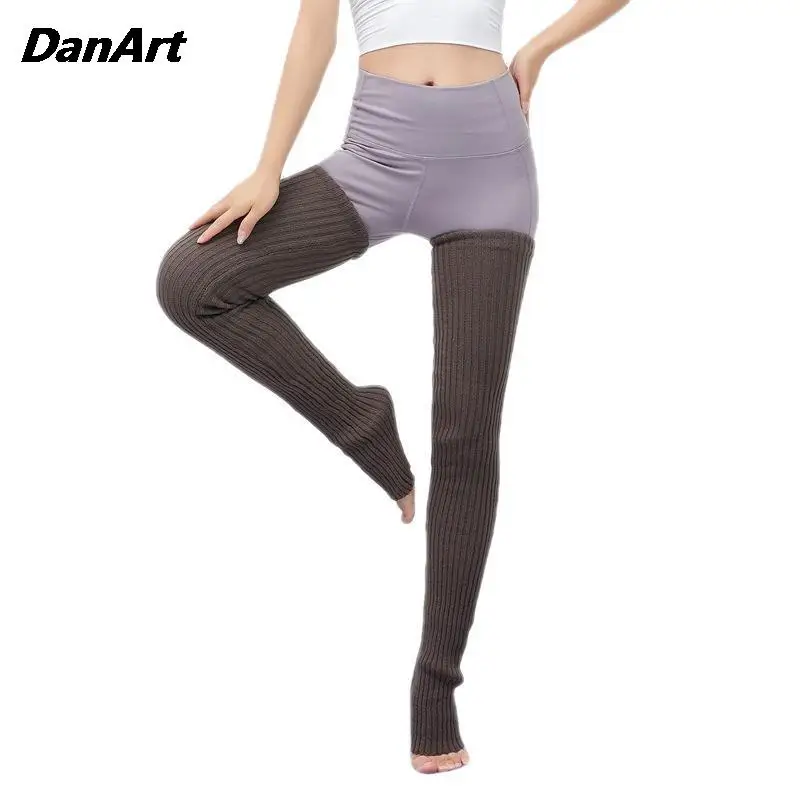 Calze di lana da donna lunghe 90cm Yoga Dance Fitness calze larghe impilate per ragazze autunno e inverno scaldamuscoli lunghi addensati