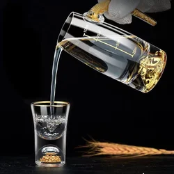 Chinese Style Gold Foil White Wine Glass Set, Personalized Creative Jinshan Barware Decanter, Home Small Liquor Cup, Bar Sets