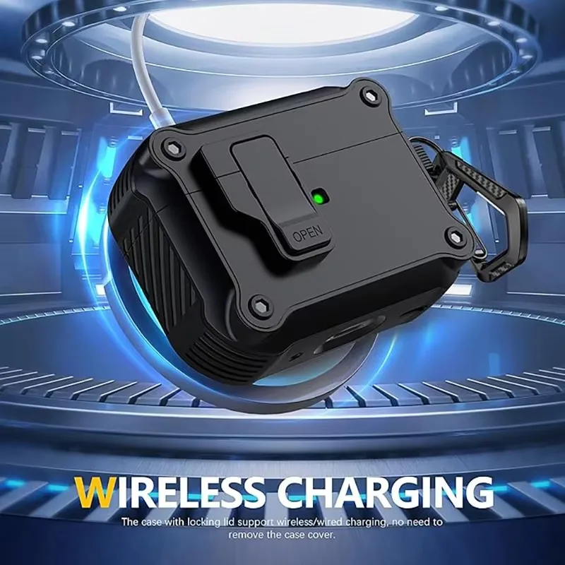 

For AirPods Pro3 2025 Case Security Lock Cover Shockproof PC Headphone Fundas with Hook for AirPods Pro3 Pro 3rd Gen 2025 Cases