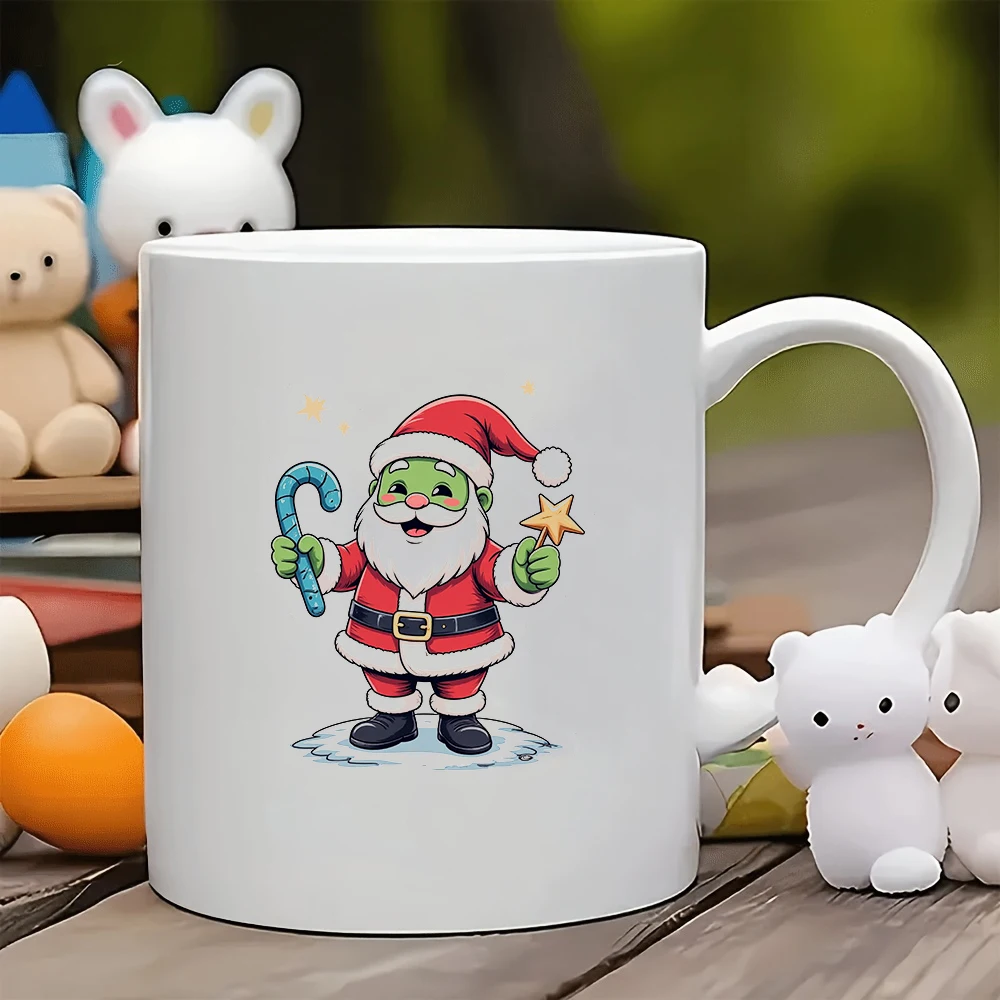 

Cartoon Santa Claus Mug 11OZ Kids Cup Christmas Gift Perfect for Family and Office Trendy Santa Cup with Candy Cane Handle Desig