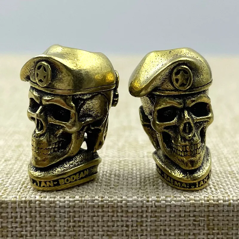 Brass EDC Five-pointed Star Hat Russian Skull Soldier Knife Beads Lanyard Pendants Jewelry Metal Copper Paracord DIY Accessories - view 5