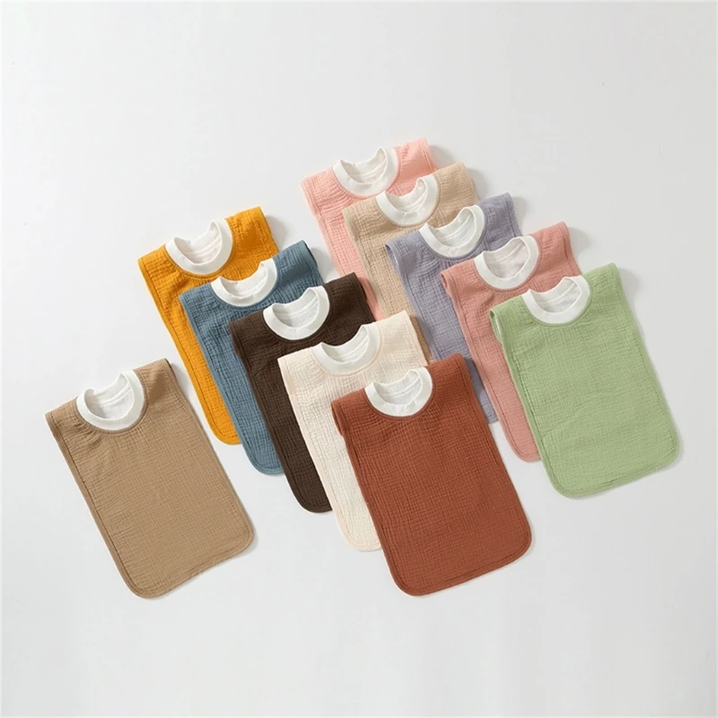 Breathable Baby Bibs Newborn Drooling Bib Cotton Burp Cloth Waterproof Elastic Infant Teething Bibs Feeding Towel A2UB