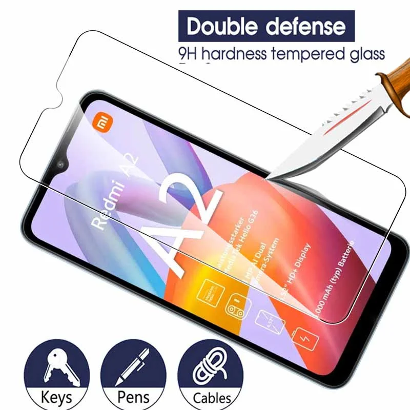 2PCS HD Protective Glass Case For Xiaomi Redmi A2 Screen Tempered Film Redmy A2+ A 2 + RedmiA2 6.52inch Safety Protector Cover