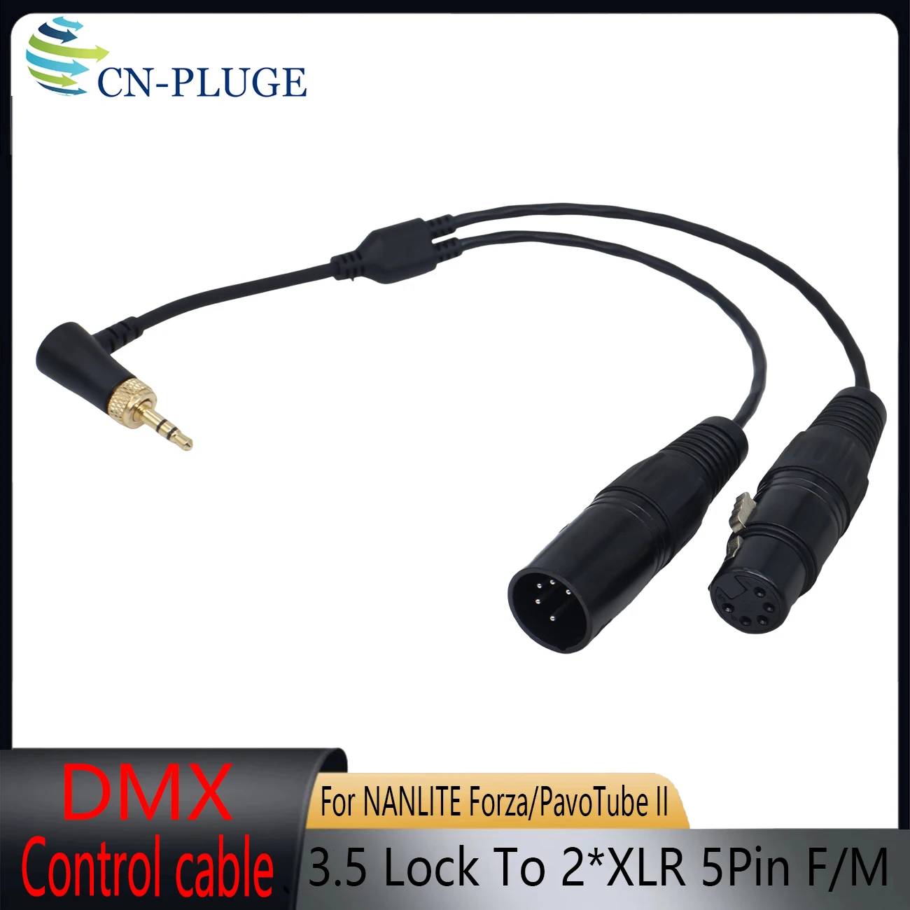 3.5mm Locking to 5Pin XLR Male/Female DMX Control Cable for Nanlux LED Lights Forza 60 II/60B II/60C/150/150B/PavoTubeII 15C/30C