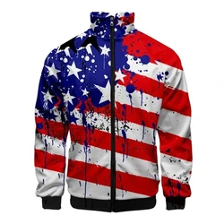 New USA American Flag Pattern 3D Jacket Men Women Harajuku Hip Hop New Style Coat Casual Lapel Collar Zipper Sweatshirt Jackets