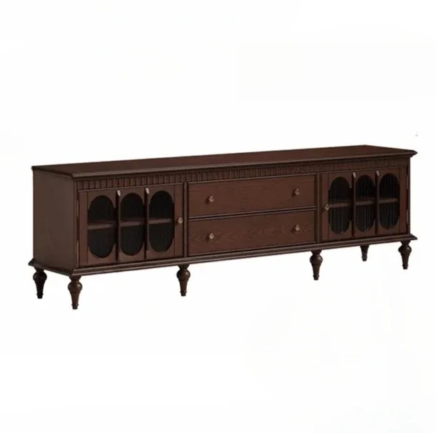 TTTV Cabinet American Retro All Solid Wood Coffee Table Combination Medium And Ancient French High Foot
