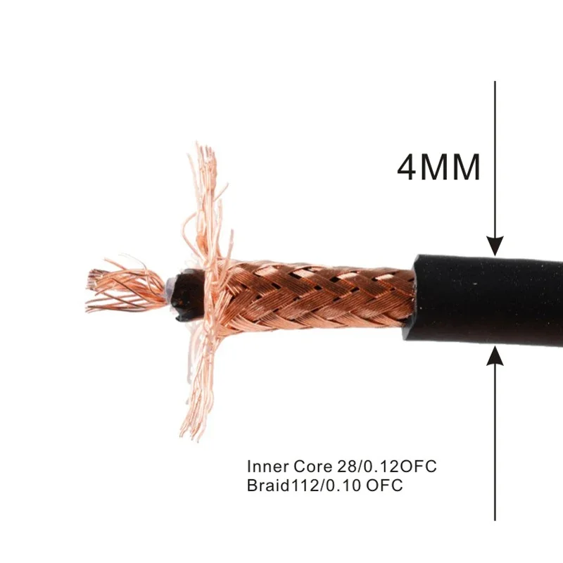 4MM Diameter PVC Cable Guitar Cable Dual Core Low Noise Instrument Cable Black