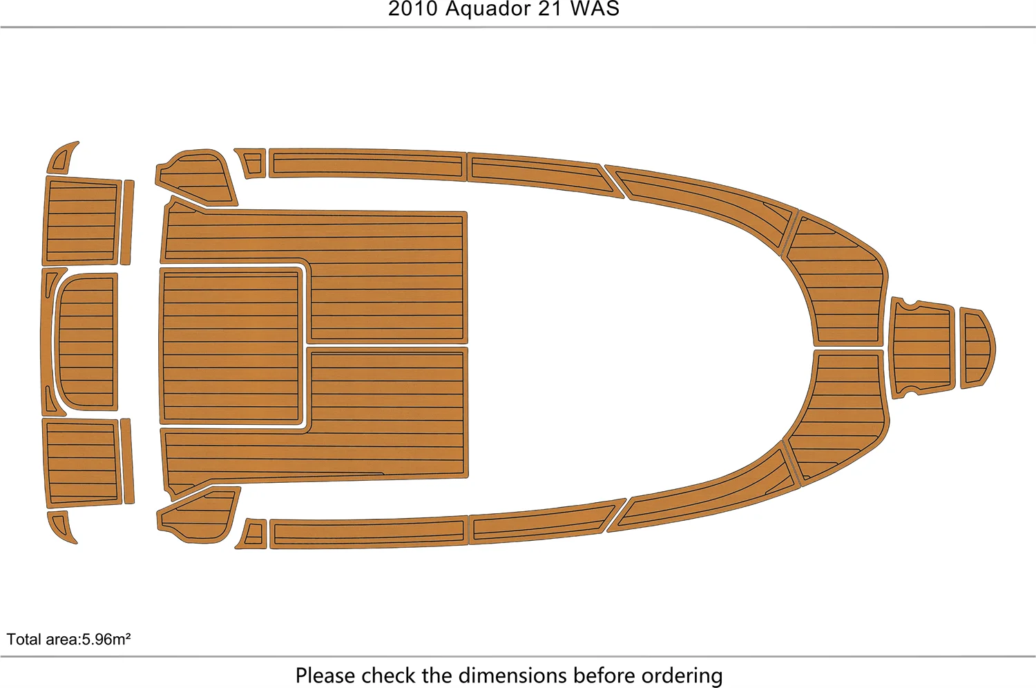 Eva foam Fuax teak seadek marine floor For 2010 Aquador 21 WAS Cockpit Swim platform 1/4