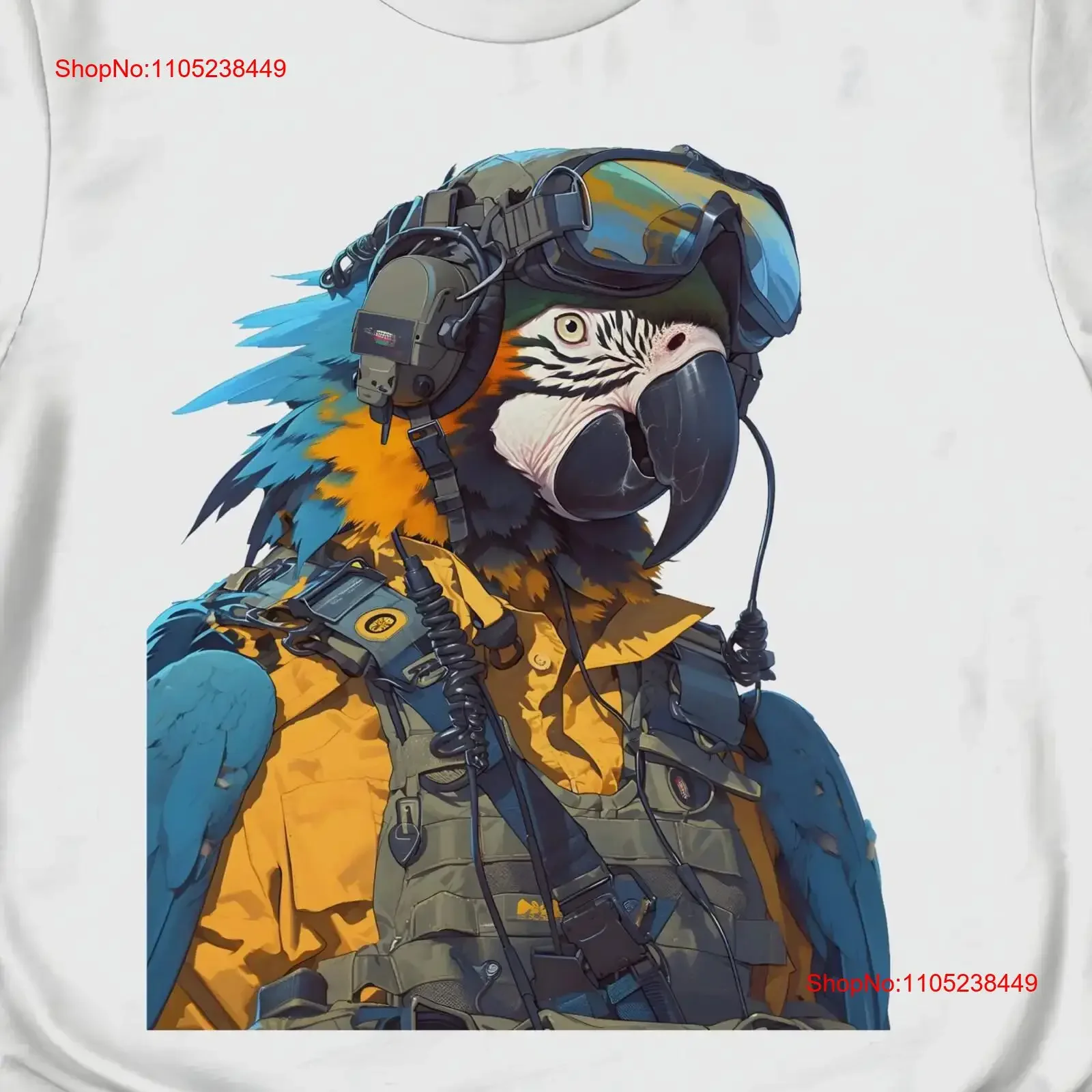 Military Macaw T Shirt Bird Lover Exotic Parrot PrinT Wildlife Enthusiast Casual Nature Inspired Top vintage Washed Slightly