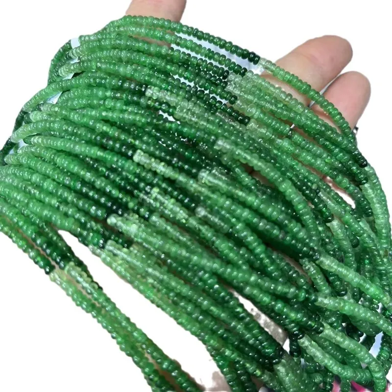 7A TSAVORITE gradient GREEN Roundelle 2.5-3MM   for DIY jewelry making  loose beads 40CM  FPPJ wholesale  nature gemstone