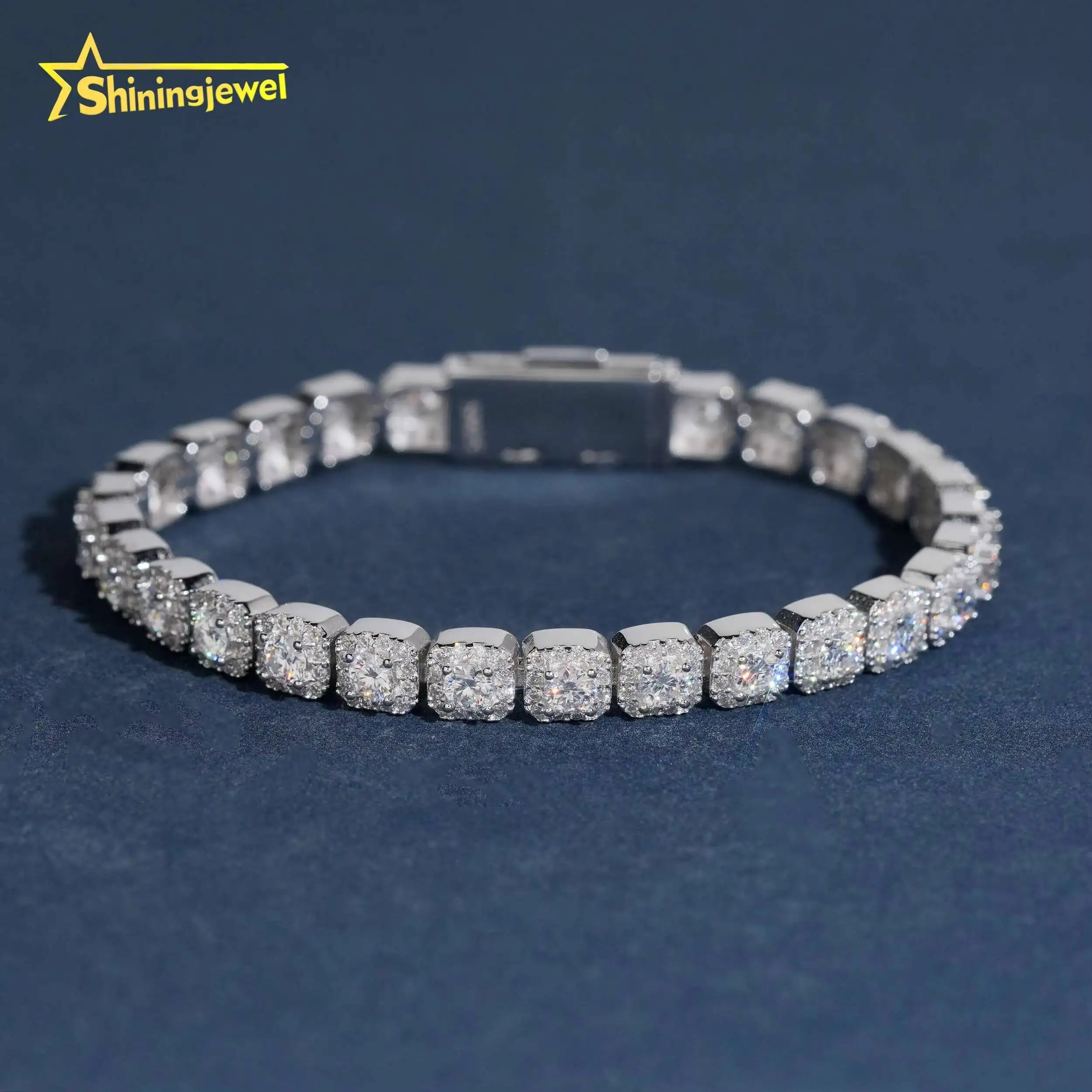 Fashion 6mm Cluster Tennis Bracelet Pass Diamond Tester Vvs Moissanite Hip Hop Cuban Chain 925 Silver Moissanite Cuban Link Chai