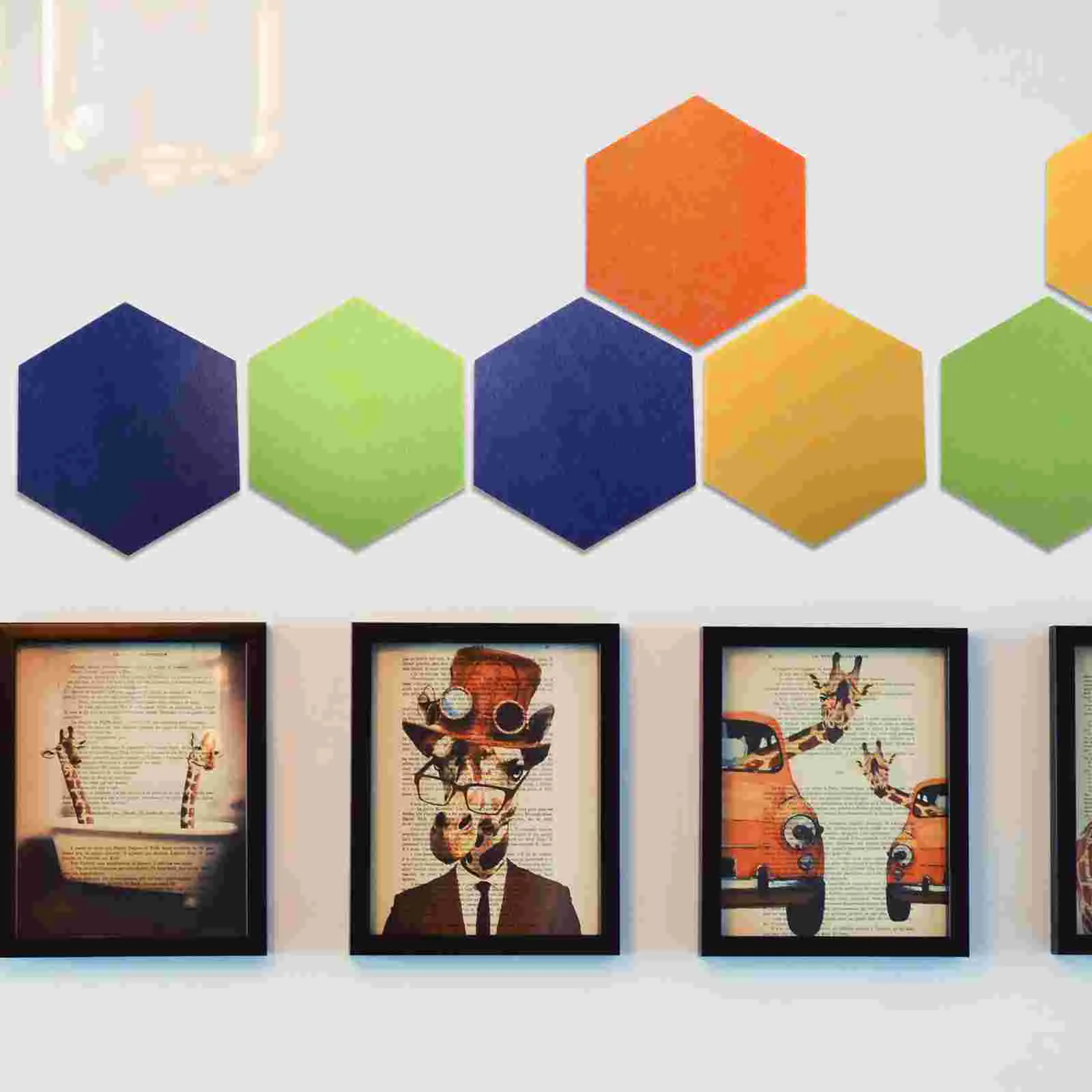 4 Pcs Hexagon Message Board Felt Panel Display Decorate Photo Wall Sticker Home Notice