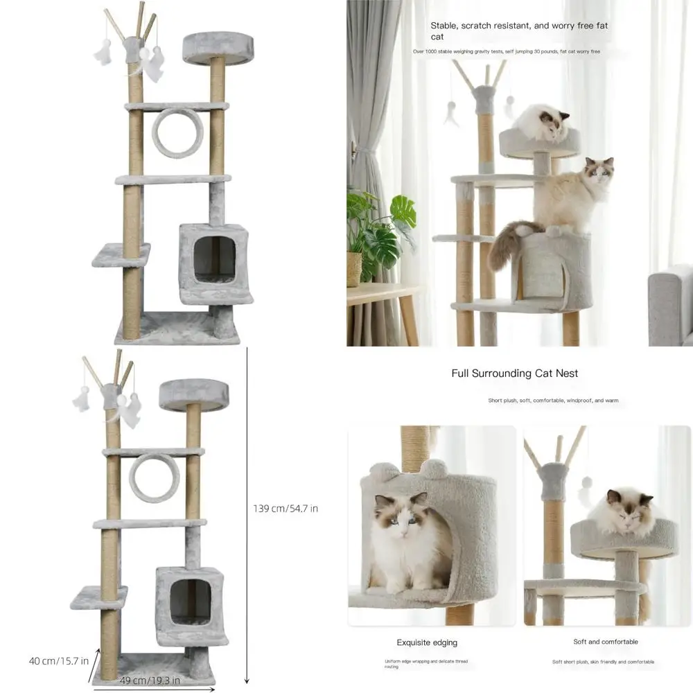 

Large Indoor Multi-Layer Cat Climbing Tree with Jumping Platforms and Multiple Levels for Cats