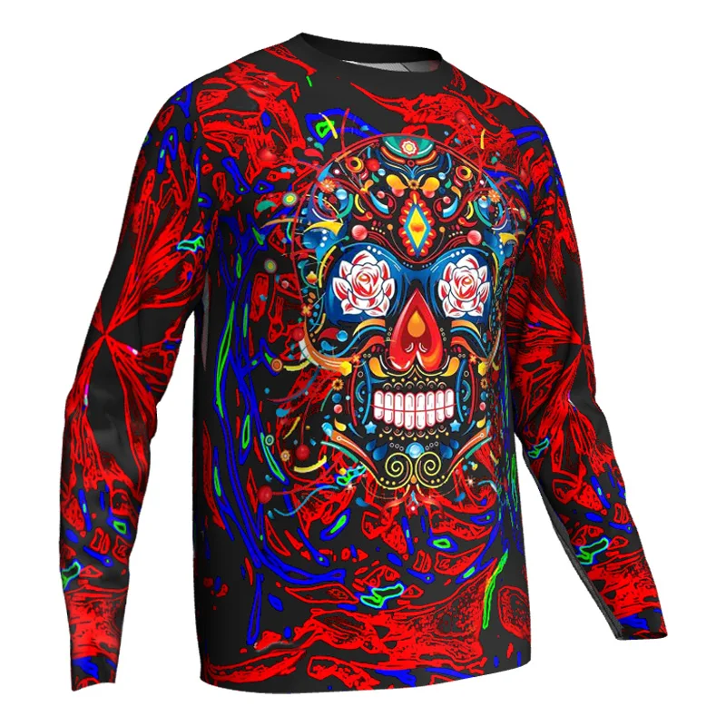 

Man Long Motocross Downhill Crossmax Cycling Jersey Mountain MTB Bicycle Skull Ghost Long Shirt Breathable Sports Hong Tops Run