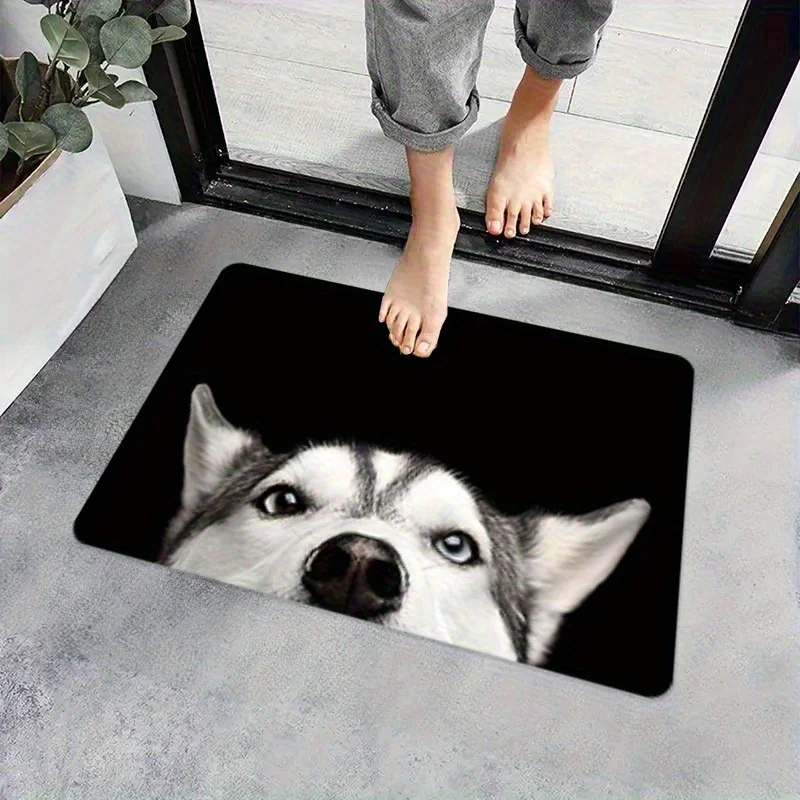 1pc Non-slip Realistic Siberian Husky Floor Mat - Anti-skid Mat for Living Room, Bedroom, Office