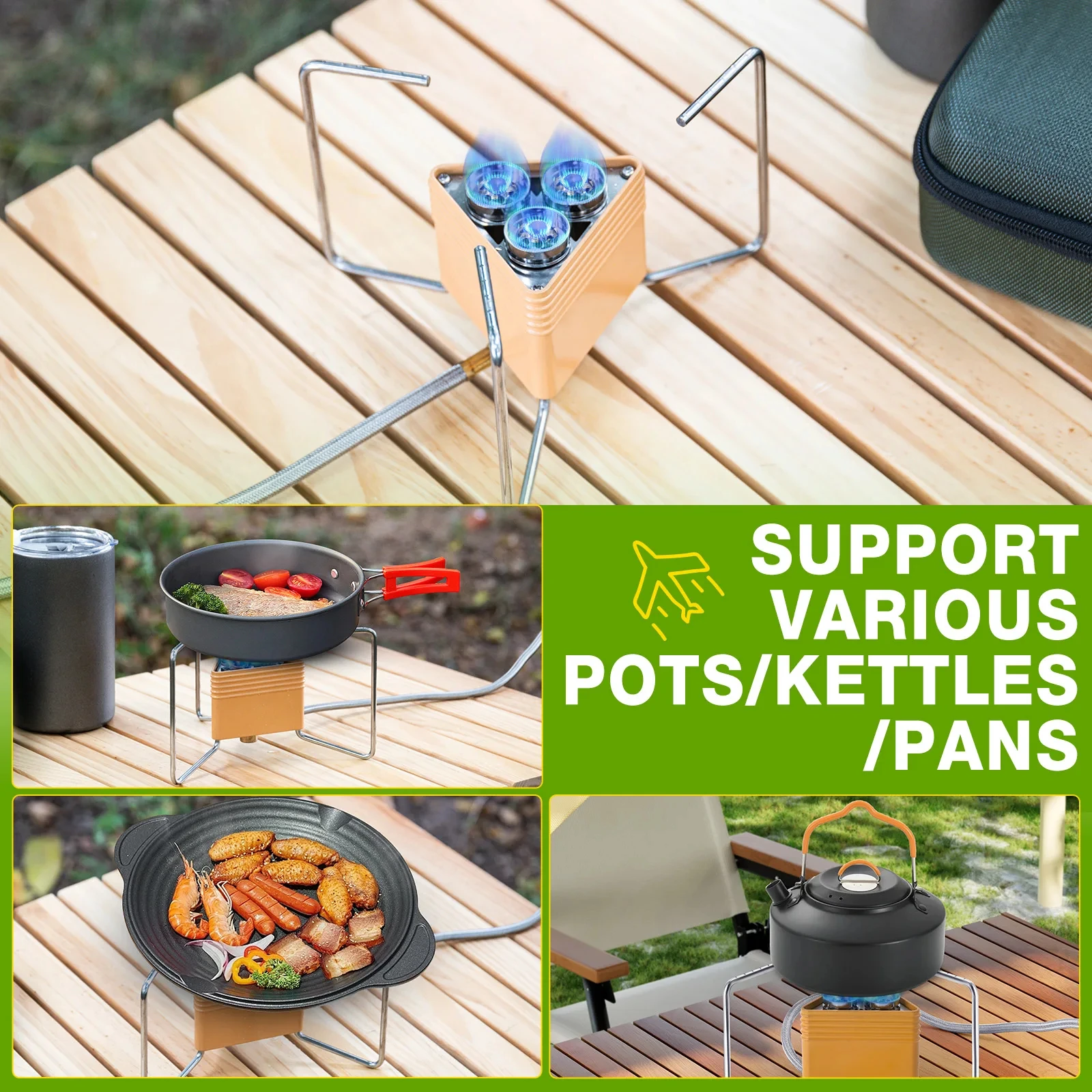 WESTTUNE 3 الأساسية قوة قوية موقد للتخييم المحمولة للطي الظهر الثلاثي الموقد 8000 واط موقد غاز للطبخ التنزه نزهة #2