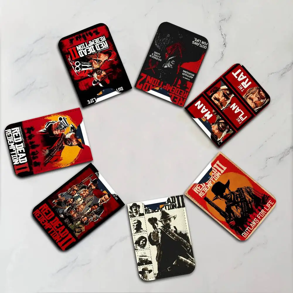 Game R-Red D-Dead R-Redemption 2 Pu Leather Credit Card Holder Slim Business Cardholder Anti Id for Men Women Outdoor Carrying