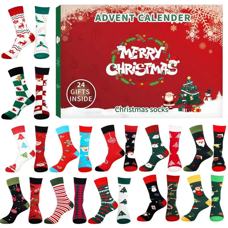 Christmas Socks Advent Calendar 24 Days Countdown Christmas Socks For Men 24 Days Of Advent Box Socks Different Christmas