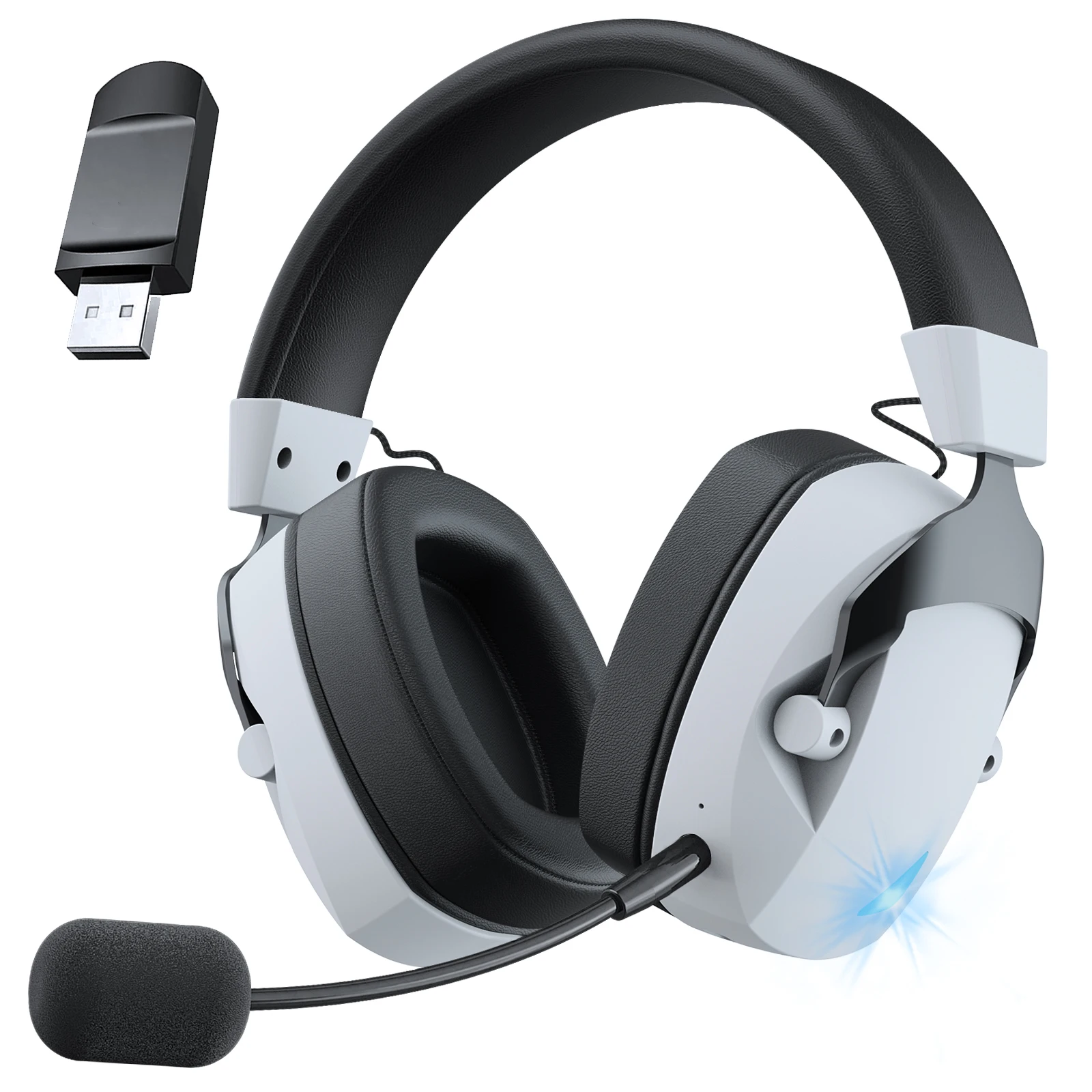 Gaming-headset met afneembare ruisonderdrukkende microfoon, 2.4G Bluetooth-USB-3,5 mm bedrade jack 3 modi voor meerdere apparaten