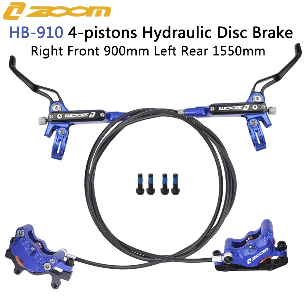 ZOOM HB910 4 Pistons Bicycle Hydraulic Brake 900/1550mm Ultralight Cooling Oil Pressure Hydraulic Brake MTB Bike Parts