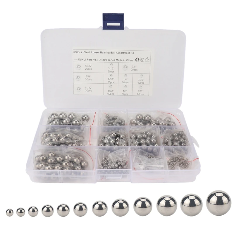 500PCS - 11 Sizes Durable Carbon Steel Ball Replacement Parts Bike For Cars, Motorcycles, Bicycles Ball Bearing