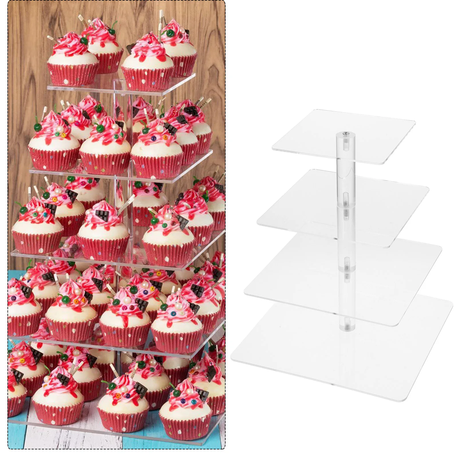 

Acrylic Cake Display St 4 Layers Square Transparent For Wedding Party Festival Decor Modern Cake St Table Dessert Supplies