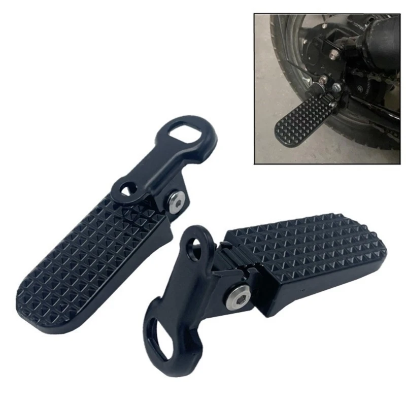 Y4UA Black Aluminum Motorcycle Foot Pegs Replacement Set with Hinge Joint, Textured Step Grip, Hardware Included for Routine