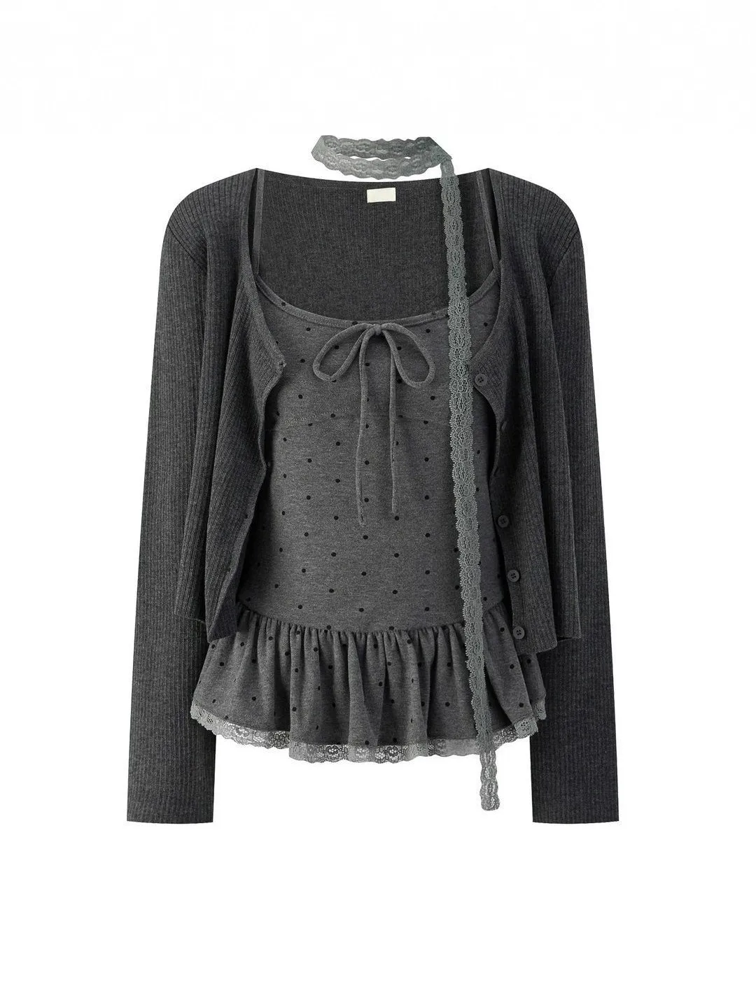 

Летний женский комплект: облегающий вязаный кардиган и короткая юбка, повседневный наряд из хлопка и полиэстера с длинными рукавами-принцесса