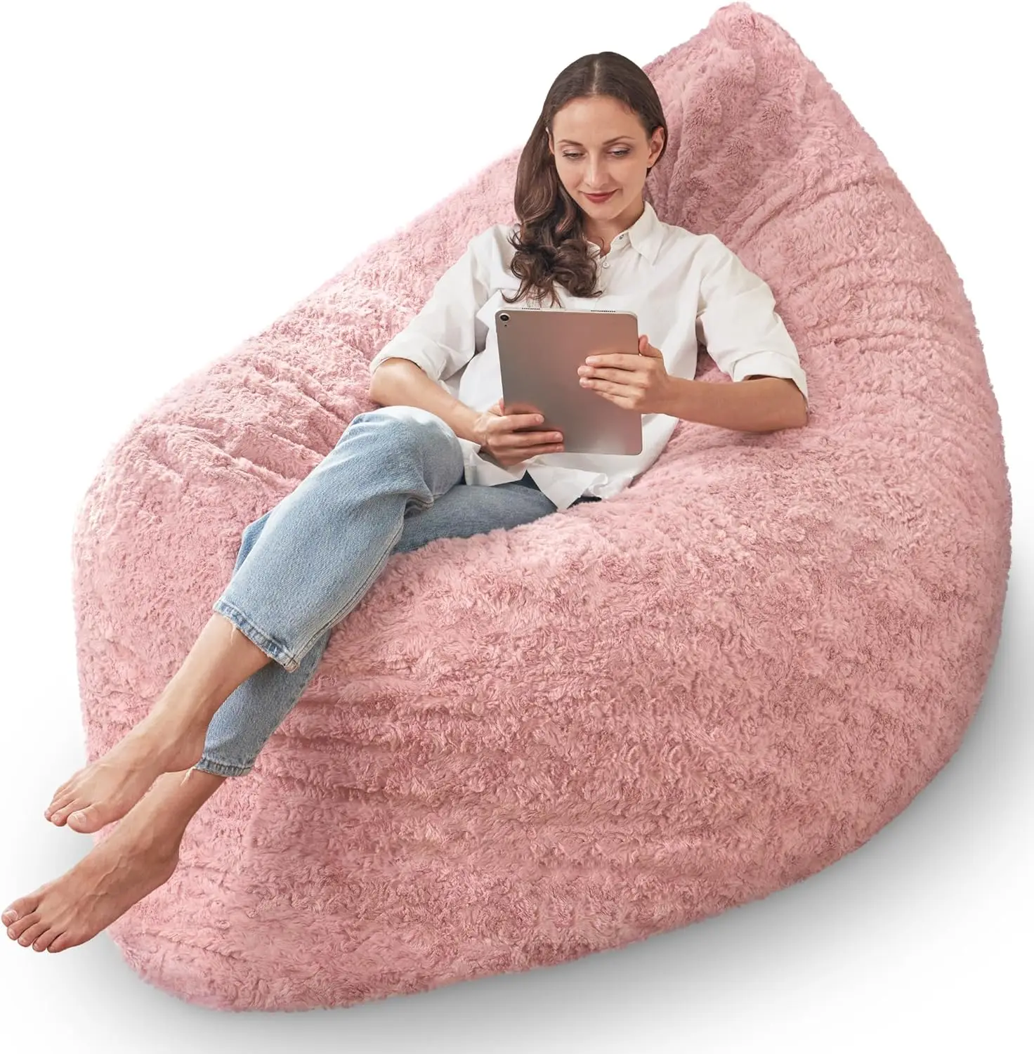 Habutway 3 In 1 Bean Bag Chair, Giant Bean Bag, Memory Foam Filling Bean Bag Sofa, Adult Bean Bag Chair, Machine Washable Faux