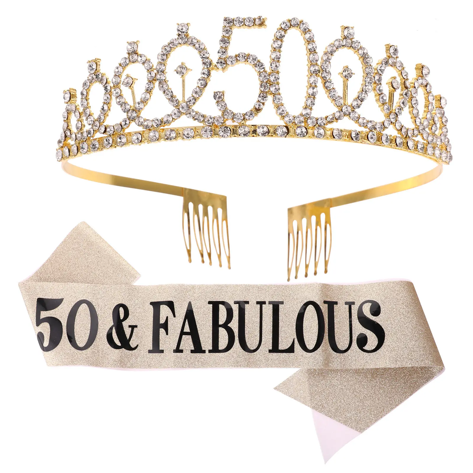 

2Pcs Birthday Crown Set Superior Quality Sash Party Supplies Letter Printing Fun Birthday Party Sash Etiquette Belt Hair Hoop