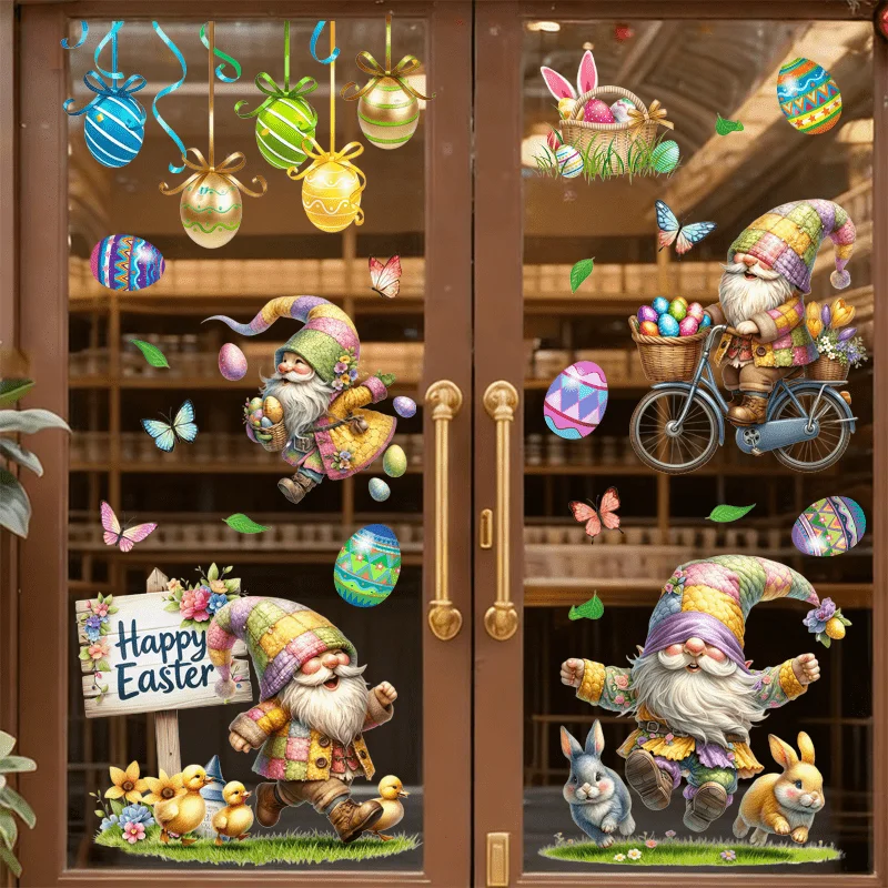 3pcs Easter Window Sticker,suitable for cabinet,glass doors,windows and wall decor,holiday decoration,freely DIY combinable