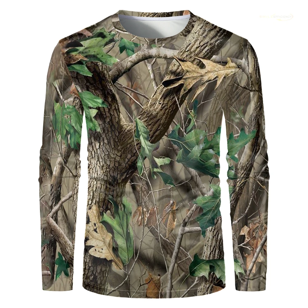 Camouflage Hunting Long Sleeve Men T-shirt Outdoor Sports Tactical Training Clothes Tee Hiking Fishing Camping Quick Drying Tops