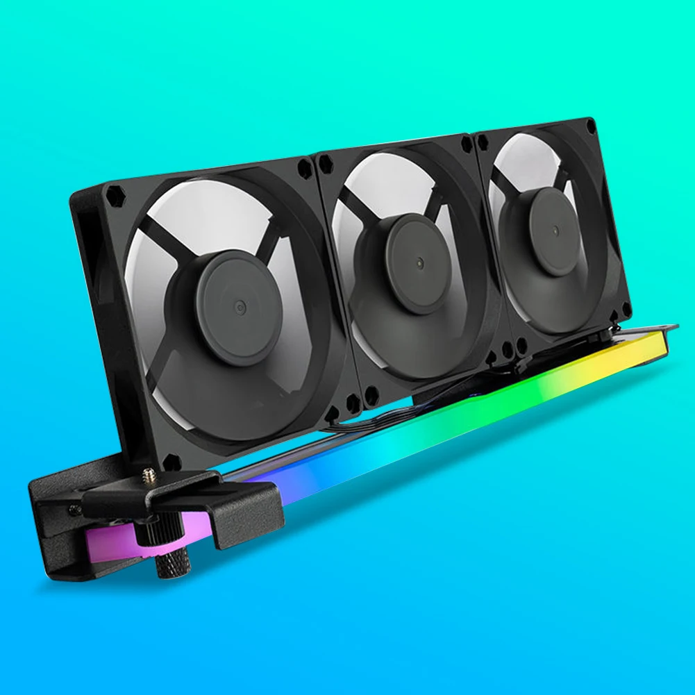 2 in 1 RGB LED Graphics Card Holder 1800RPM 5V 3Pin ARGB Graphics Card Cooling Fan with 3x80mm Fans PCI Mount Bracket