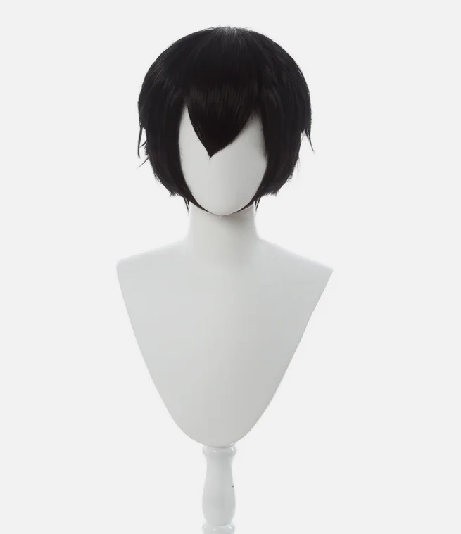 Ranma1/2 Ranma Short Straight Black Cosplay Wig Braided Hair Wigs Unisex