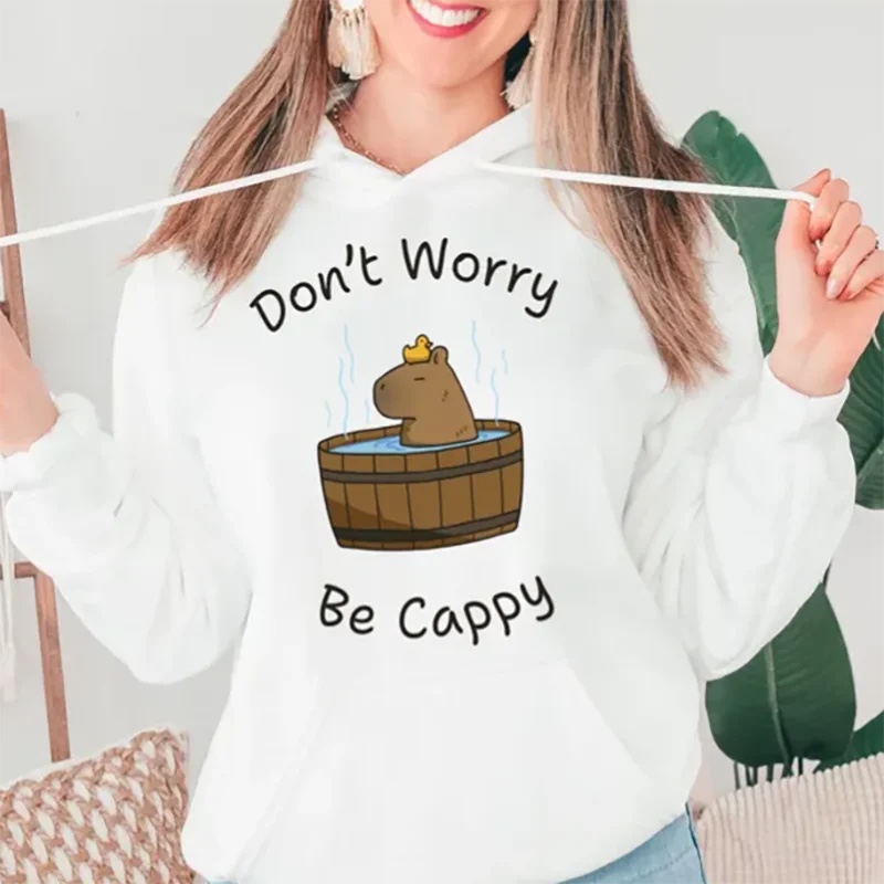 Womens Graphic Clothes Capybara Lover Gift Funny Animal Hoodie Capybara Crewneck Sweatshirt Coquette Shirt For Capybara Fans
