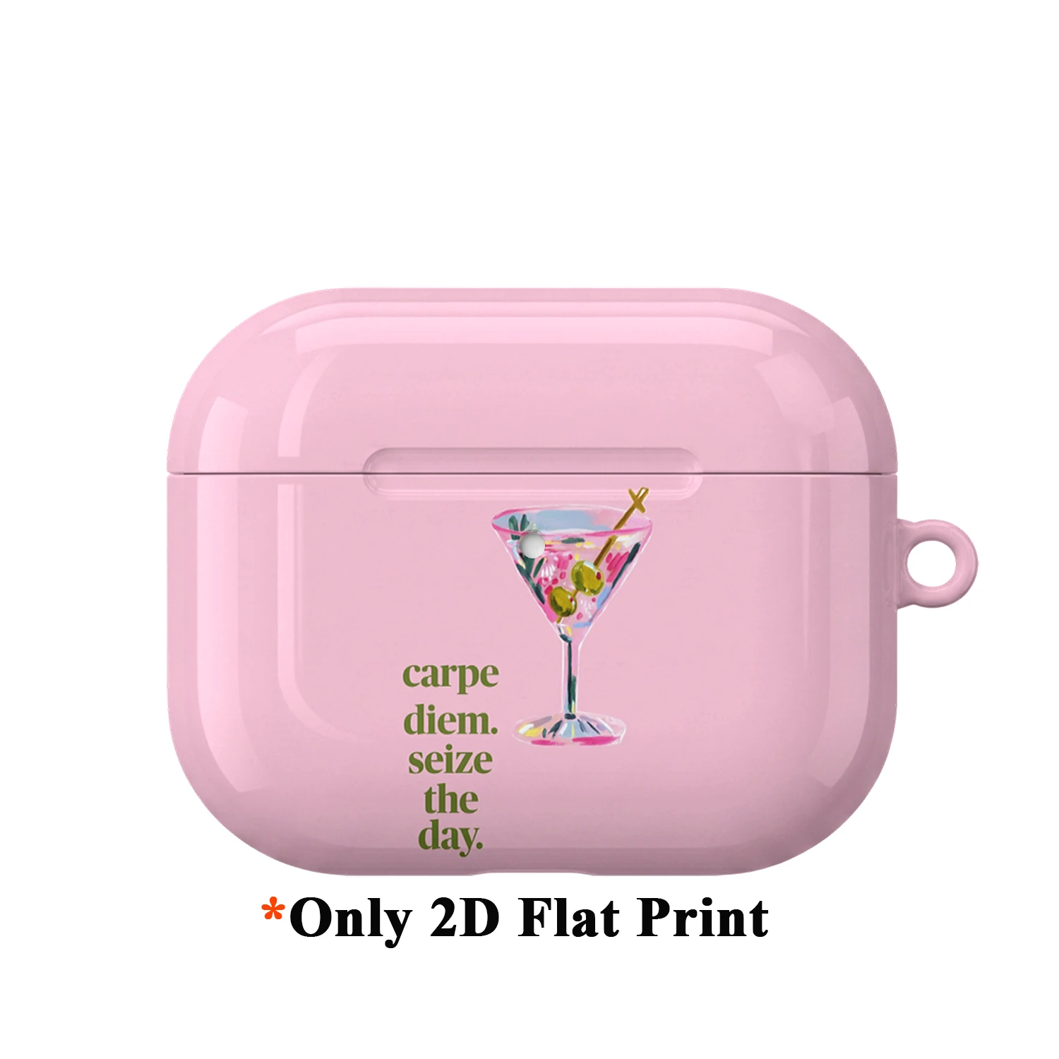 Carpe Diem Cocktail Earbuds Case Suitable for AirPods Pro3/2/1 4th, Glossy Trendy Aesthetic Protective Cover