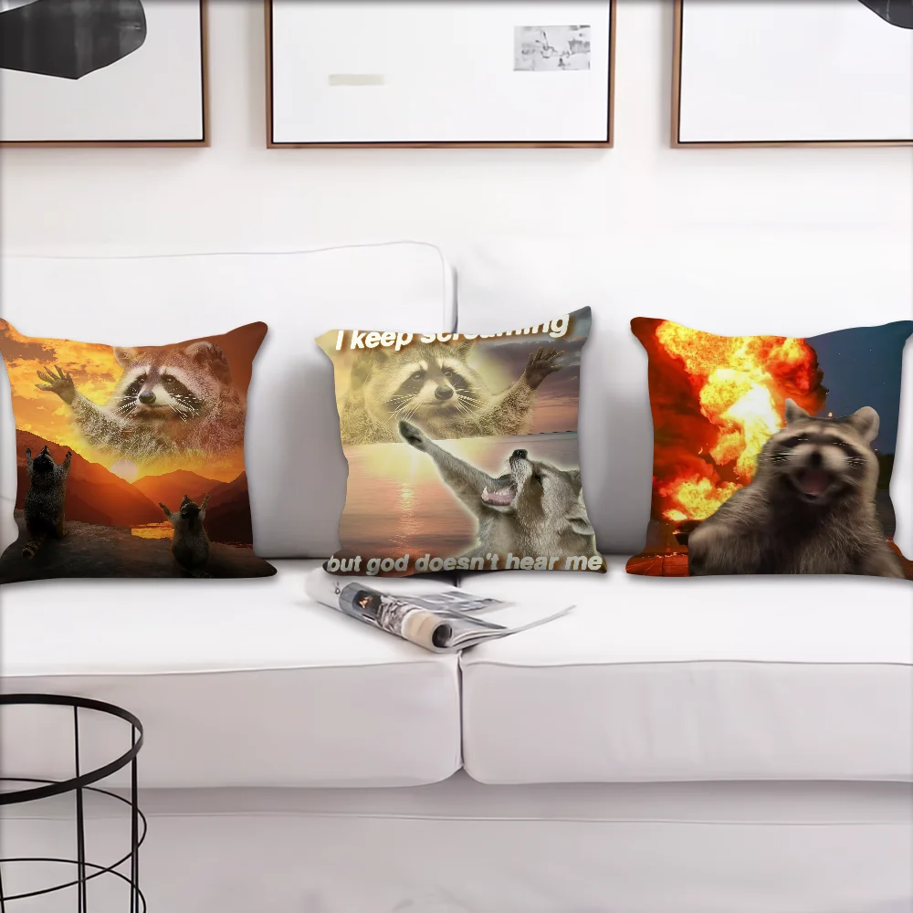 Vibrant Raccoon Sunset Little Raccoon Cushion Cover For Pillow Printing Sofa Decoration Home Car Room Office Nordic Simplicity