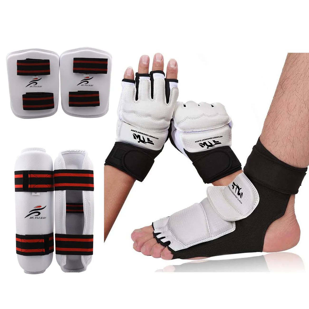 Taekwondo Karate Gloves Sparring Gear Knee Protector Set Shin Guard Fight Boxing Judo for Adults Children Martial Arts Equipment