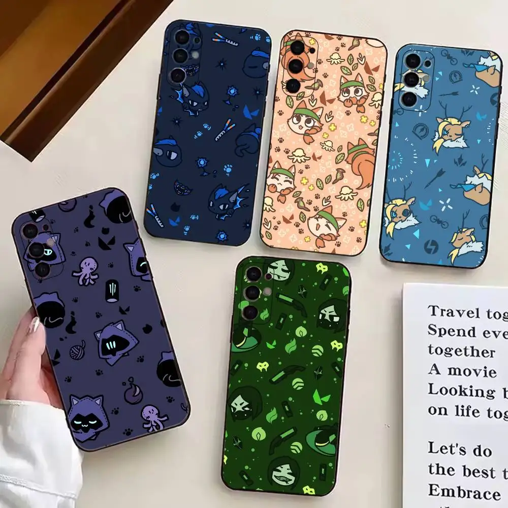 Game V-Valorant Cute Phone Case Black Silicone Soft For Samsung S25,S24,S21,S22,S23,S30,Ultra,S20,Plus,Fe,Lite