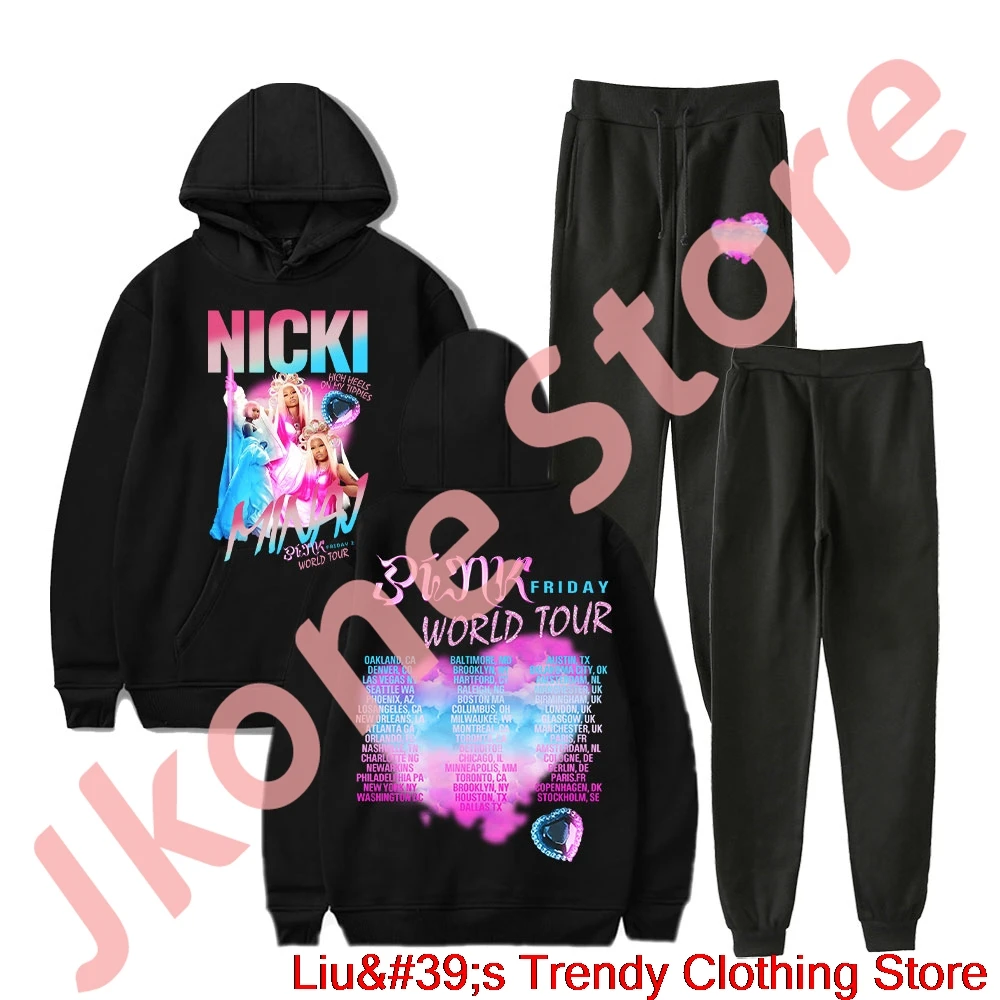 

Nicki Minaj GAG City World Tour Hoodies Set Pink Friday 2 Merch Women Men Fashion Casual PF2 Logo Streetwear